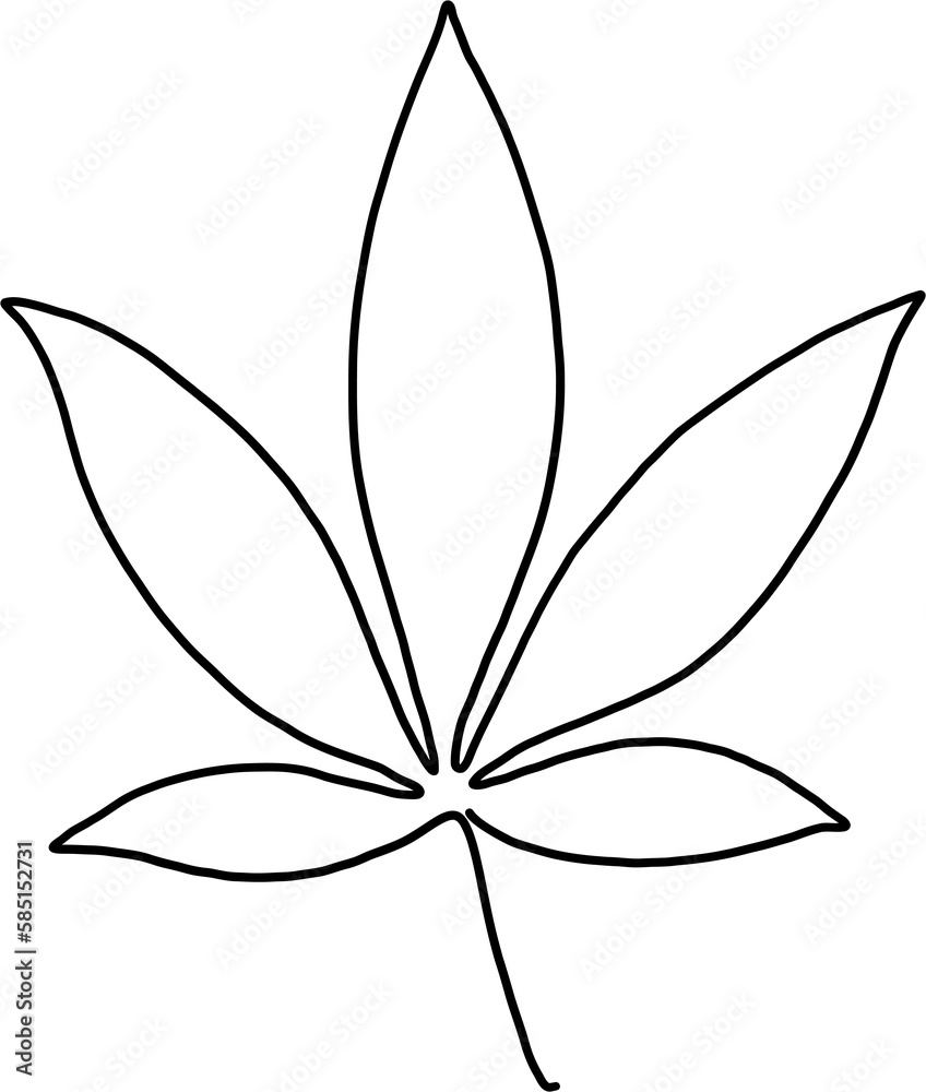 simplicity cannabis leaf continuous freehand drawing.