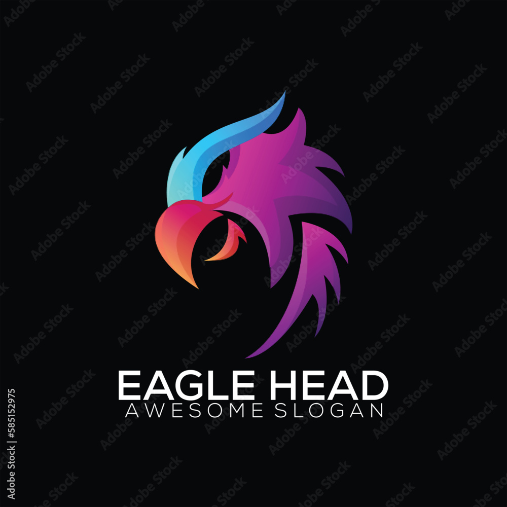 eagle head logo design gradient color