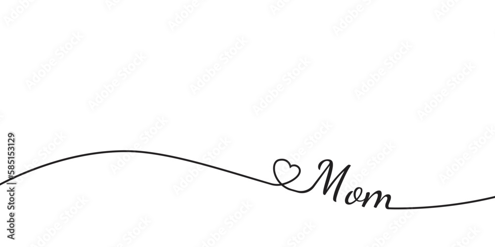 simple line art outline of mother's day with love. eps 10 simple line art outline of mother's day with love. eps 10