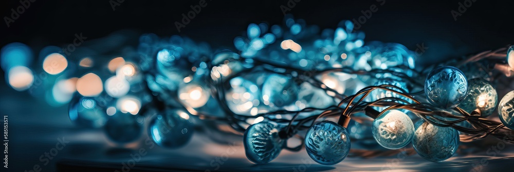 Merry Christmas and Happy new year. Christmas decorative bright glowing garlands. Festive design with decorative elements. holiday season. Horizontal banner, poster, header for website. generative ai Merry Christmas and Happy new year. Christmas decorative bright glowing garlands. Festive design with decorative elements. holiday season. Horizontal banner, poster, header for website. generative ai
