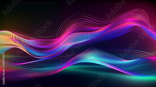 Abstract 3D Background wallpaper traces purple cyan light motion  waves dark background
