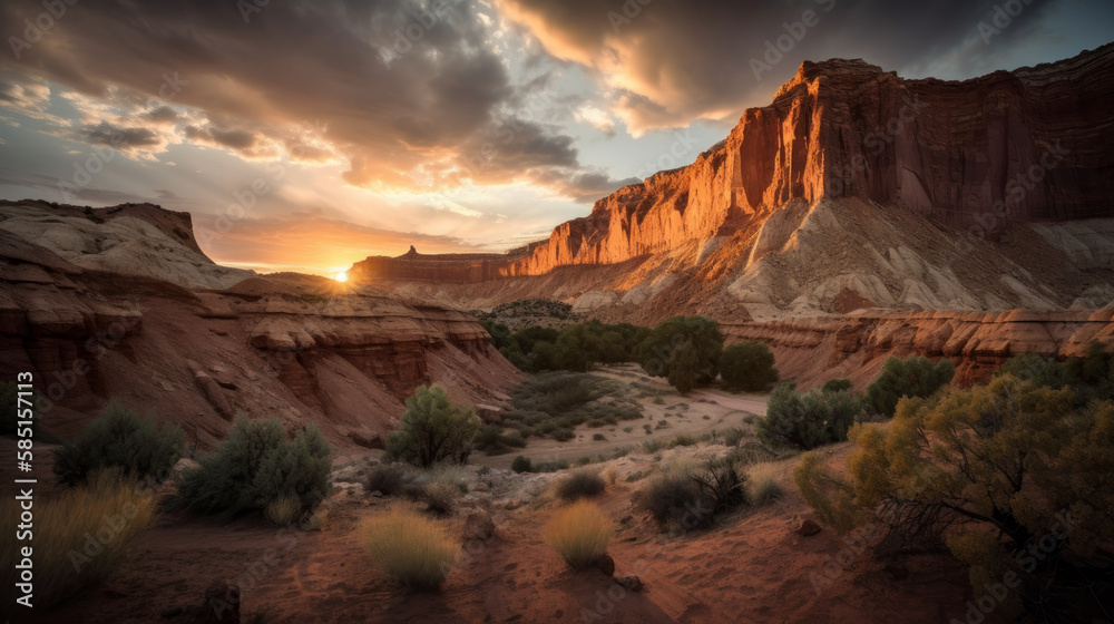 Capitol Reef National Park on sunset - made with Generative AI