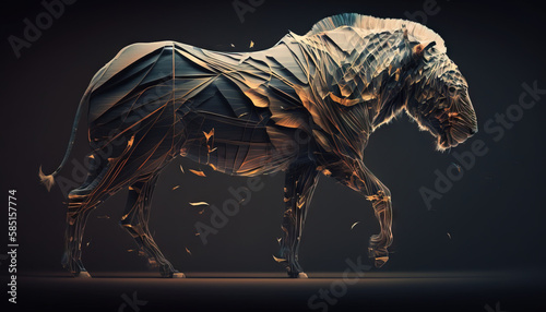 Abstract mutant creature illustration. Weird chimera animal on background in contrast colors, generative ai. © Roman