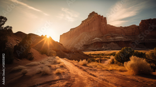Capitol Reef National Park on sunset - made with Generative AI