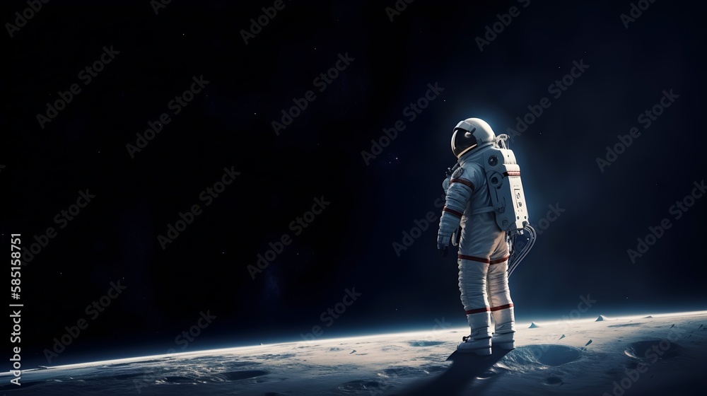 Alone astronaut in vast space. Image created with Generative AI