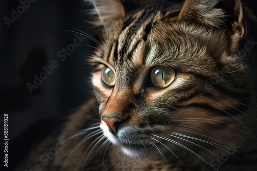 Close-up of cute kitten portrait. AI generated illustration. © Czintos Ödön