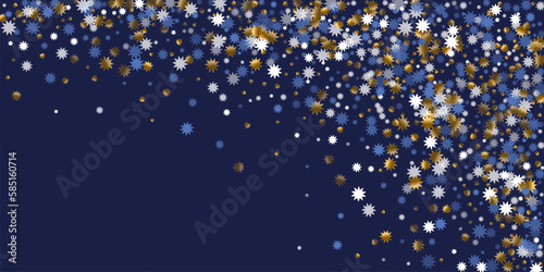 Abstract Christmas star holiday ornament illustration. Gold blue white twinkle decoration.