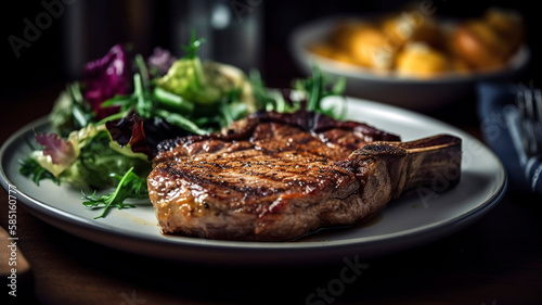 Succulent Grilled Ribeye Steak with Rich Potato Gratin and Garden-Fresh Salad