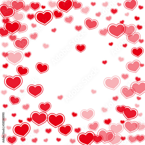 Beautiful red hearts falling vector illustration.