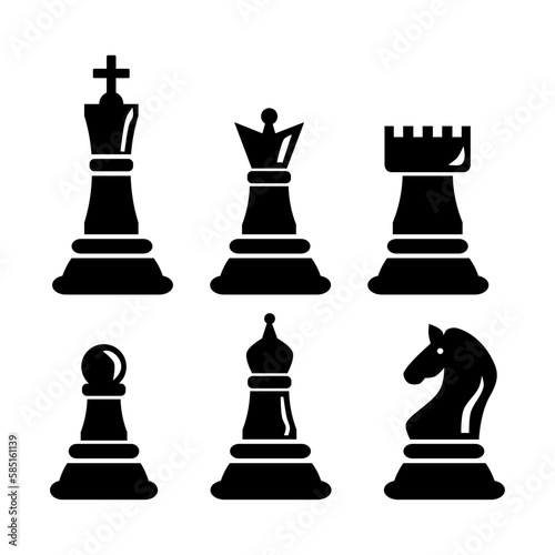 Set of chess icons. Silhouettes of chess pieces. Vector illustration
