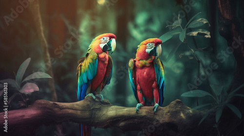 AI generated art of psychedelic frogs parrots and tigers