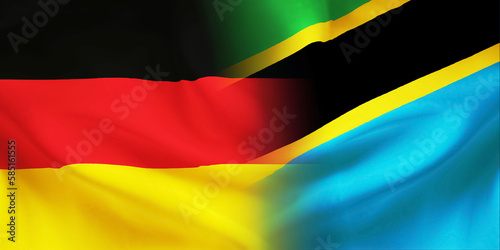 German Tanzania flag together.Germany Tanzania waving flag background