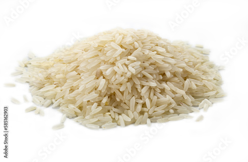 a small hill of rice grains on a white background