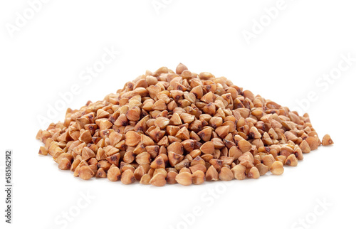 a small pile of buckwheat grains on a white background