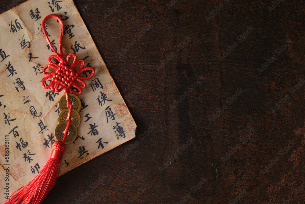 Lucky Chinese Coin Set - 2 Sets Of 3 Antique Style Coins With Red Ribbon For Wealth & Good Luck