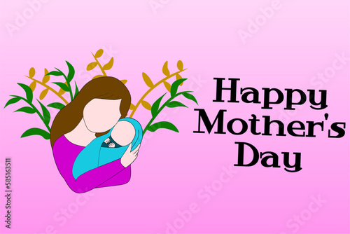 Mother's day greeting card. Mother's Day is celebrated on May 8. Vector banner with background isolated elements. Design for happy mother's day. Vector illustration.
