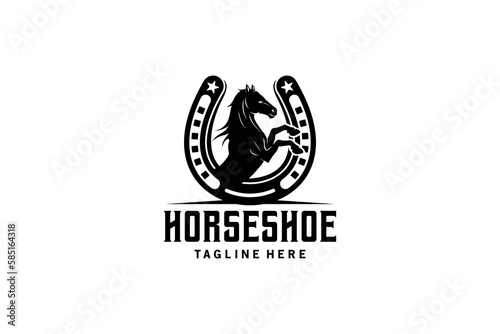 Vintage horseshoe logo design with creative concept