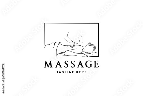 Beautiful woman massage logo design for health and beauty modern woman lifestyle