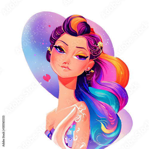 Illustration of Beautiful and Graceful Woman. Built with Generative AI