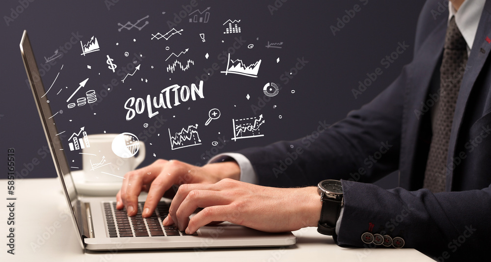 Businessman working on laptop, business concept Businessman working on laptop, business concept