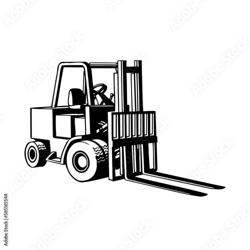 Forklift truck. Indoor forklift silhouette