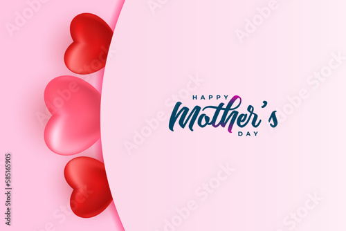 Happy mothers day background with red hearts