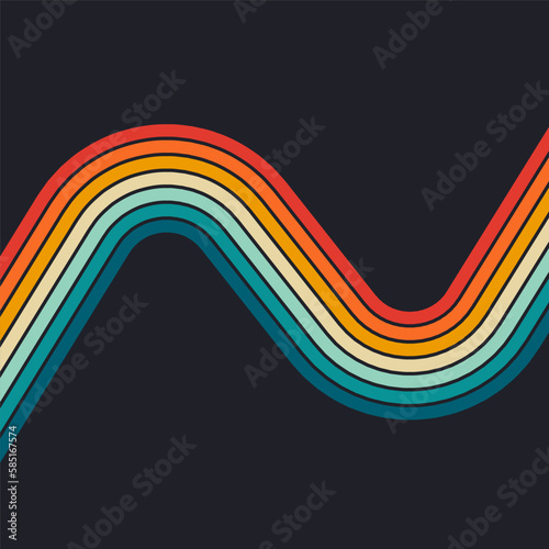 retro vintage 70s style stripes background poster lines. shapes vector design graphic 1970s retro background. abstract stylish 70s era line frame illustration