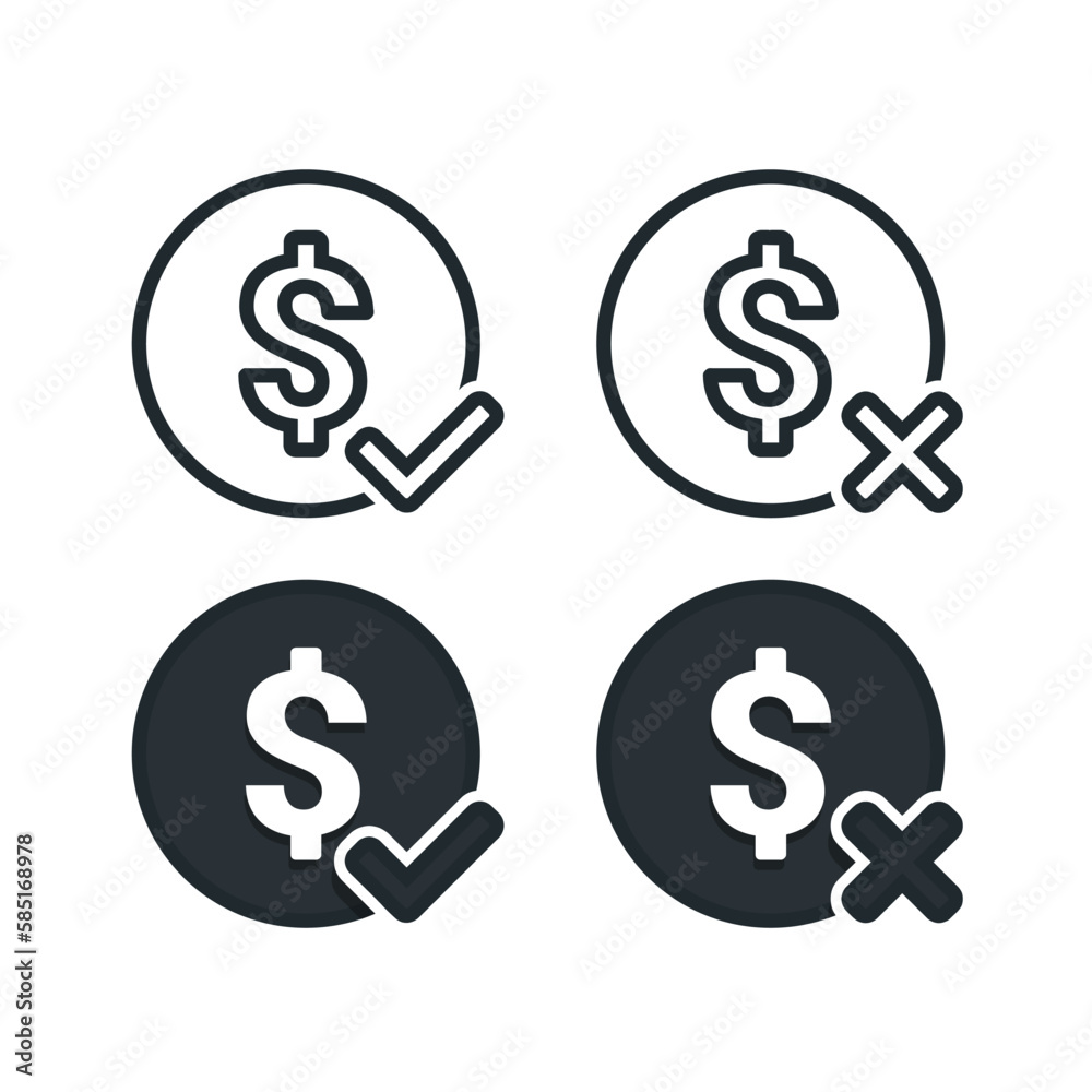 Dollar money checkmark icon. Vector illustration Dollar money checkmark icon. Vector illustration