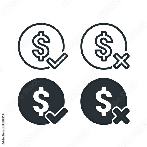 Dollar money checkmark icon. Vector illustration