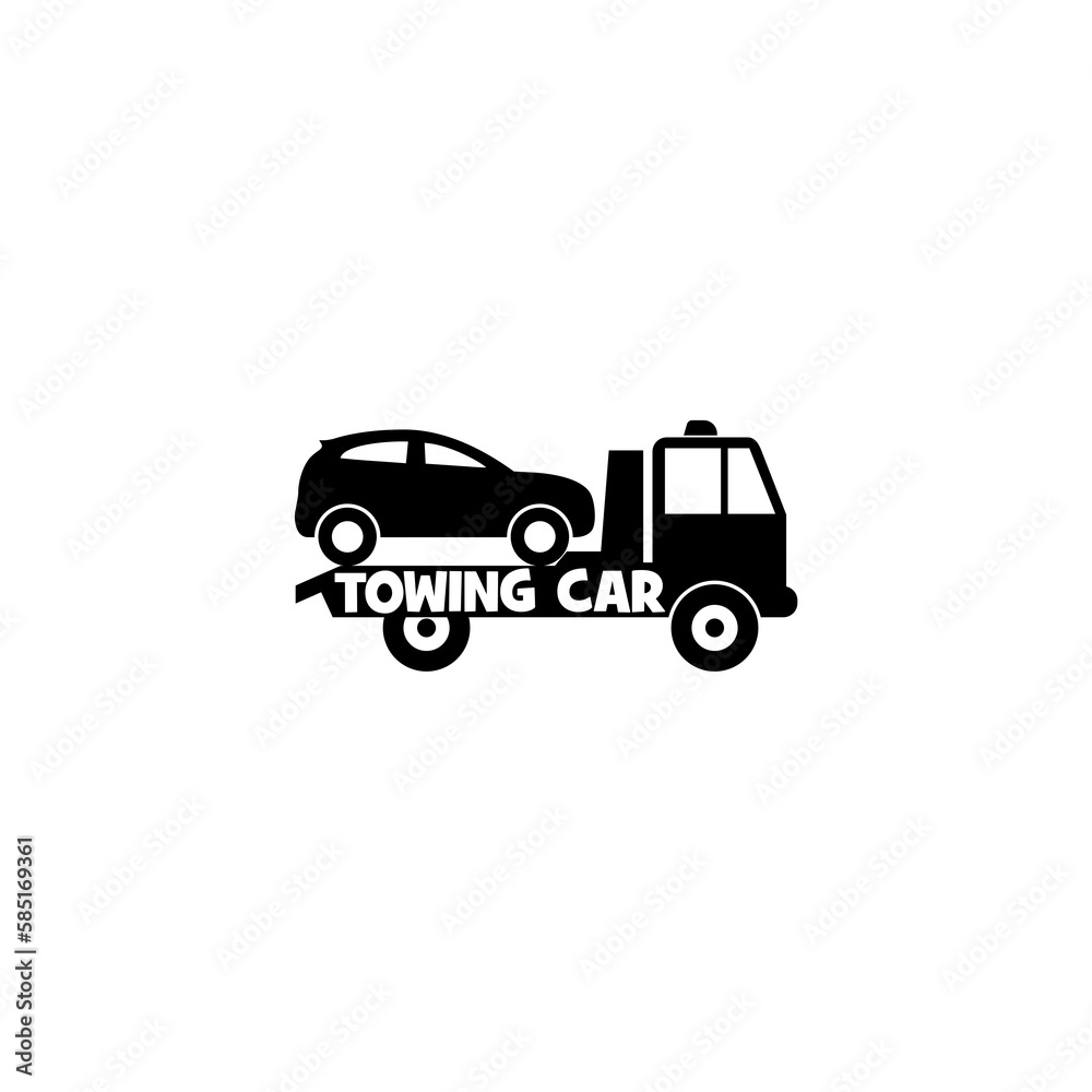 Towing car evacuation logo design isolated on white background