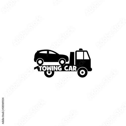 Towing car evacuation logo design isolated on white background