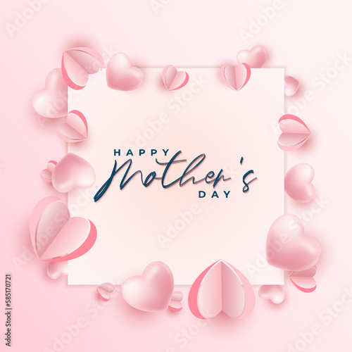 Happy mothers day background with paper hearts