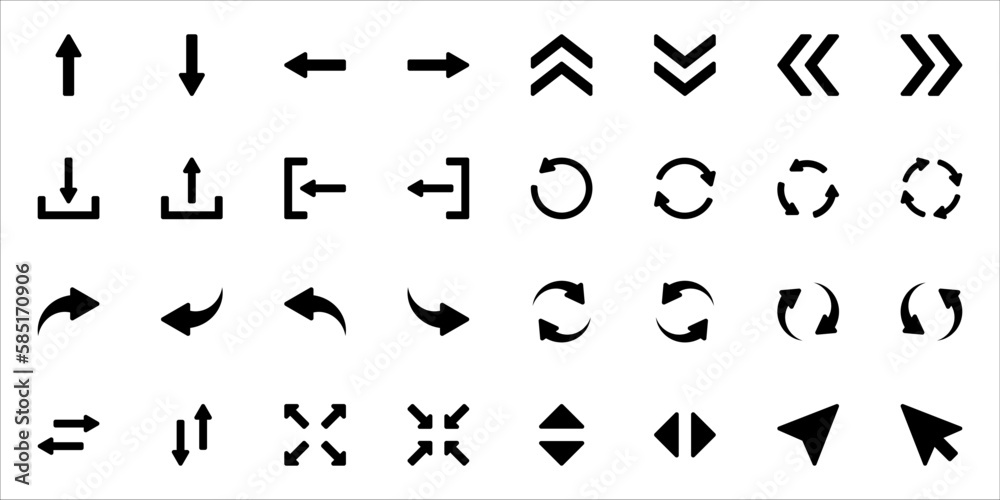 Arrow icons set. Universal Arrow icon to use in web and mobile UI, vector illustration on white background Arrow icons set. Universal Arrow icon to use in web and mobile UI, vector illustration on white background