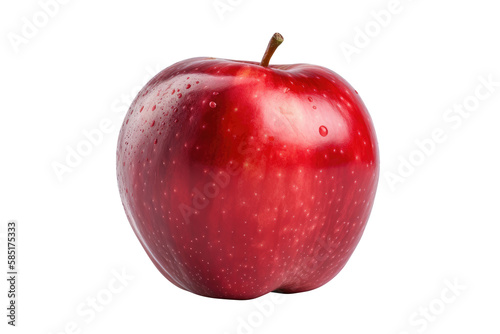 Isolated apple. Whole red, apple fruit with leaf isolated on white, with clipping path. Generative AI.