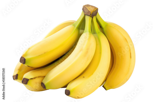 Bunch of ripe bananas isolated on white background. generative ai