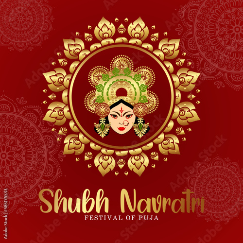 Happy Navratri social media decorative card template banner design 