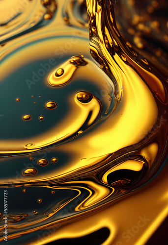 Liquid Gold, abstract illustration. Solid yellow water generative ai