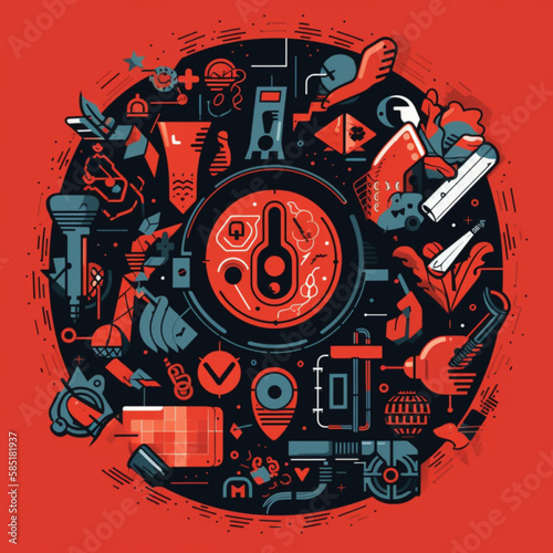 Cybersecurity Essentials: Abstract Icons for Virus and Malware Prevention