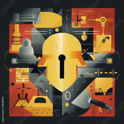 Cybersecurity Essentials: Abstract Icons for Virus and Malware Prevention photo