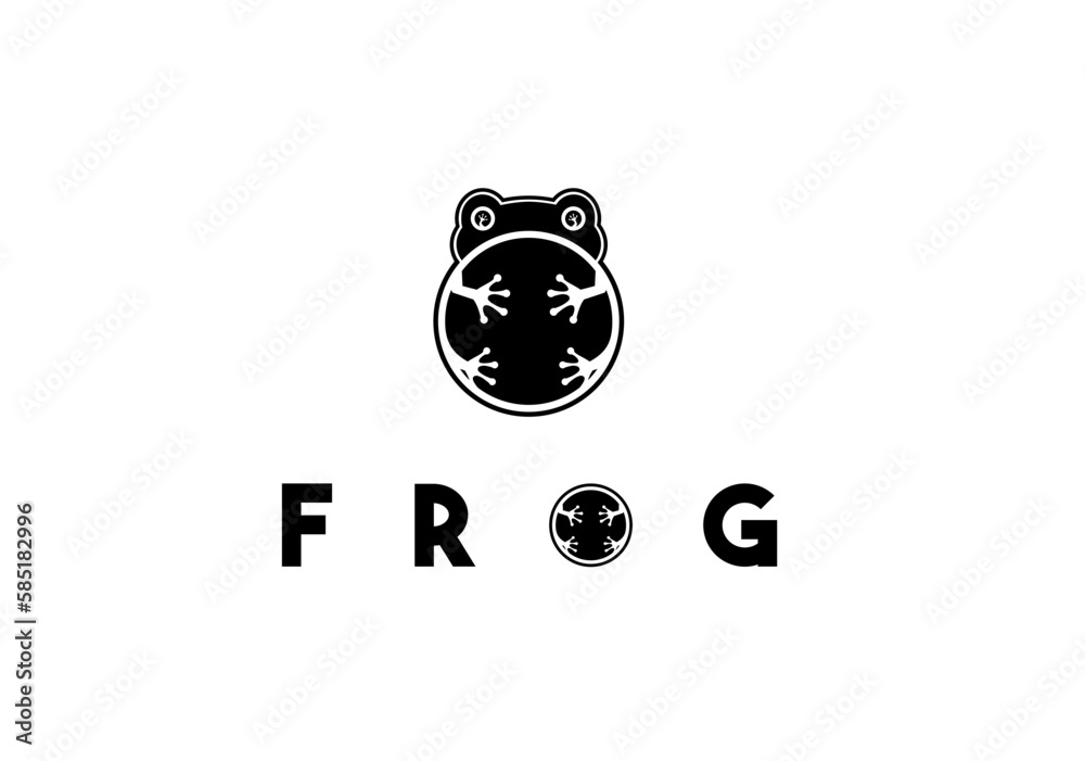 illustration vector graphic logo design of circle black frog ,simple logo vector illustration vector graphic logo design of circle black frog ,simple logo vector