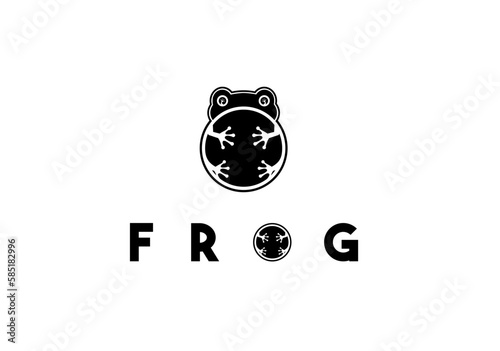 illustration vector  graphic logo design of circle black frog ,simple logo vector