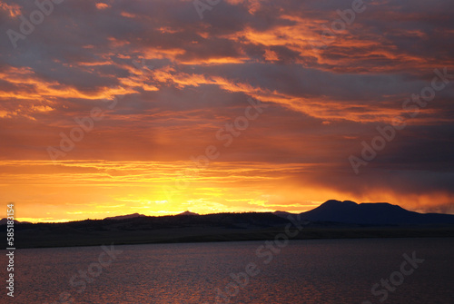 sunset over the lake