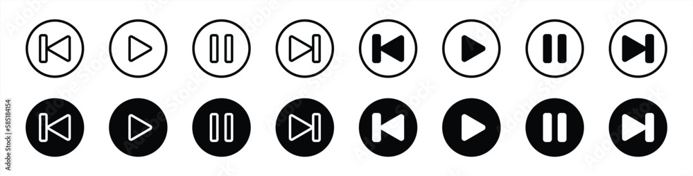 play and pause icon set. media player buttons icon sign symbol collections, vector illustration play and pause icon set. media player buttons icon sign symbol collections, vector illustration