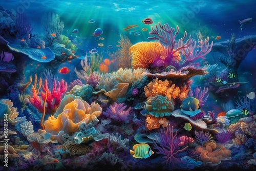 Vibrant Coral Reef Ecosystem Exploration with Generative AI © Digital Dreamscape