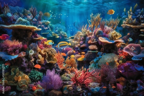 Vibrant Coral Reef Ecosystem Exploration with Generative AI photo