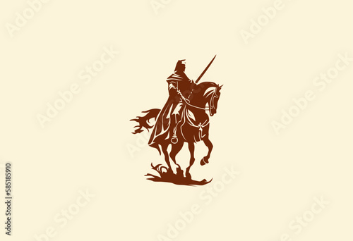 Foto knight riding horse medieval vintage vector design