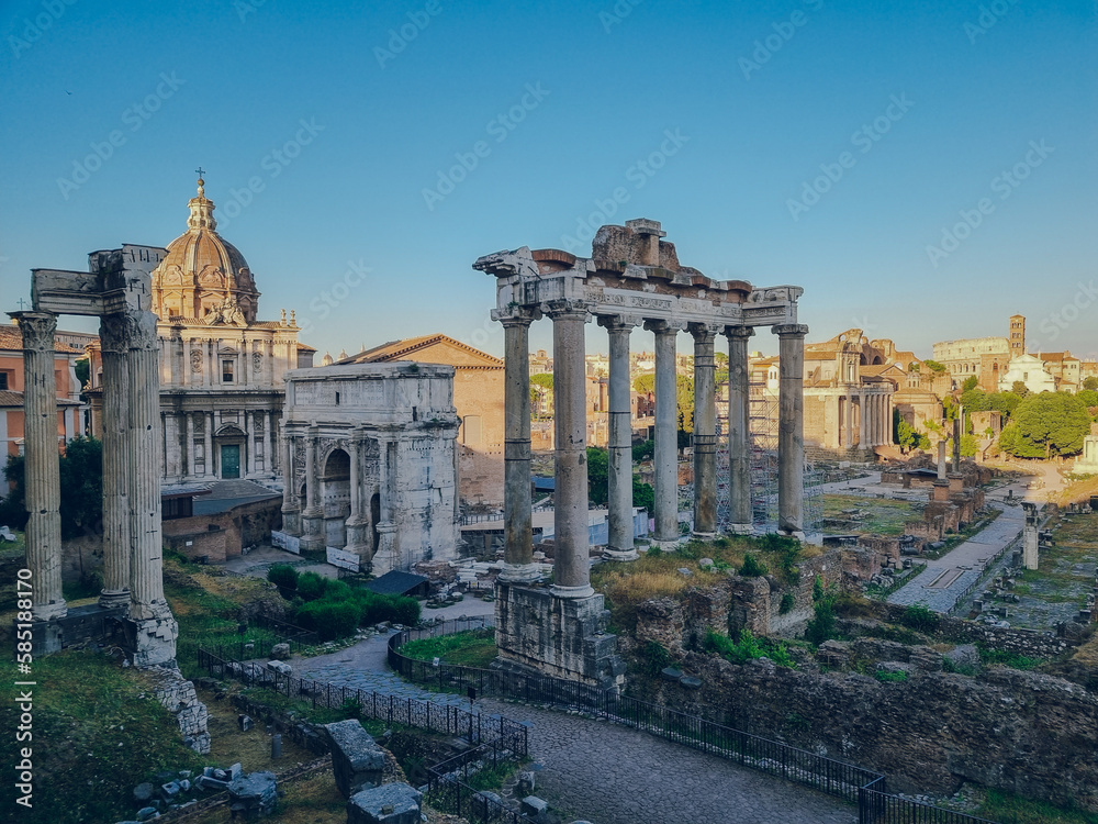 View to the Roman Forum from the Palatine Hill, Rome, Lazio, Italy, Italy        