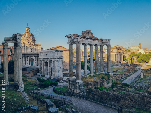View to the Roman Forum from the Palatine Hill, Rome, Lazio, Italy, Italy        