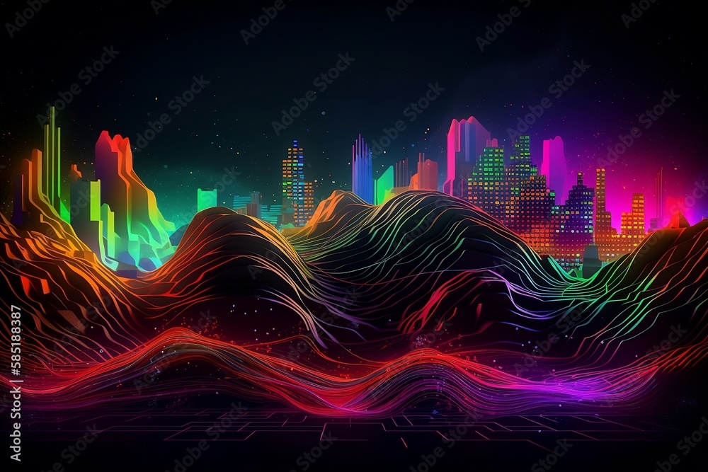 Synthetic city hills wallpaper
