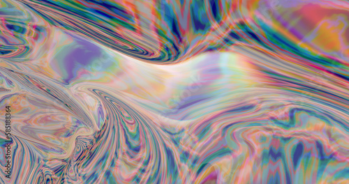 3d rendering. Psychedelic colored background of curved light shapes. Abstract background with the effect of dispersion of glass and light.